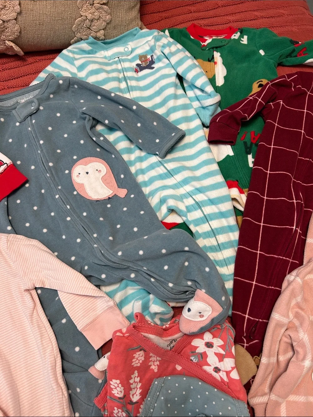 Mixed Baby Girl Sleepers and Onesies - Pink, Peach, Teal, Yellow Mix